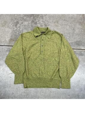 vintage puritan lime green polo collared knit sweater size small